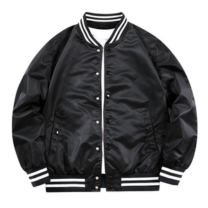 Veste universitaire en satin noir de luxe unisexe pour homme, de haute qualité, en satin de soie, broderie personnalisée, épaisseur standard - Product Image 1