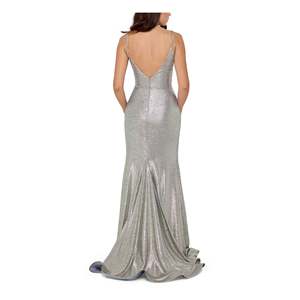 BETSY & ADAM Women's <b>Romantic</b> A-Line Satin Evening <b>Dress</b> Size 10-XL Short Sleeve Floor-Length with Sequined Decoration - Product Image 2