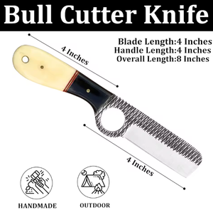 Cuchillo de Caza de Acero de Damasco Personalizado al por Mayor OEM, Cuchillo de Hoja Fija de Grado Industrial con Mango de Hueso y Funda de Cuero - Product Image 6