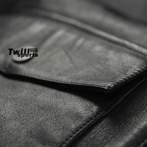 Real <b>Sheepskin</b> Leather Biker <b>Jacket</b> for Men Quilted Black Lining Waterproof Breathable Windproof Feature Pockets Black Color All - Product Image 6