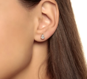 10k Or Massif Poire Coupe Écologique Laboratoire Cultivé Diamant Boucles D'oreilles Vis Retour Boucles D'oreilles Lab Diamant Halo Boucles D'oreilles CVD Dia - Product Image 5