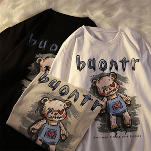 เสื้อยืดสตรีคอกลมแขนสั้นทรงหลวมสำหรับฤดูร้อน,เสื้อยืดลายการ์ตูนดีไซน์ยอดนิยมสำหรับผู้หญิง - Product Image 4