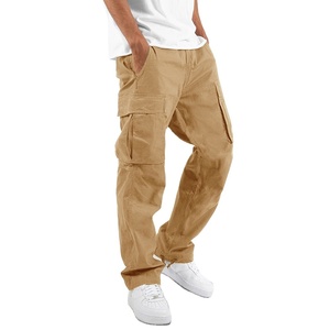 Durable Utility <b>Cargo</b> Pants Men Multi Pocket Workwear <b>Trousers</b> <b>Straight</b> <b>Leg</b> Cotton Canvas Casual Outdoor Fashion Button Fly - Product Image 4