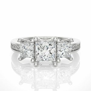 Anillo de diamantes de princesa y corte redondo - Product Image 5