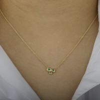 Nouvelles tendances charme 14k collier en or massif émeraude naturelle ronde petite étoile lumière or pendentif lien chaîne collier bijoux de luxe