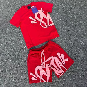 Ensemble short et t-shirt homme été 2026 personnalisé en coton 280 g/m² – Ensemble 2 pièces unisexe avec blocs de couleur - Product Image 1