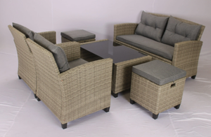 Meubles en rotin osier ensemble de chaises de jardin ensemble de salon extérieur en rotin osier Mora ensemble 2 tabourets cadre en acier Phu Linh grossiste - Product Image 4