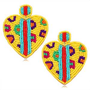 Boucles d'oreilles pendantes en perles de verre de forme personnalisée faites à la main, matériau en alliage, style tendance, cadeau pour femme, bijoux - Product Image 5