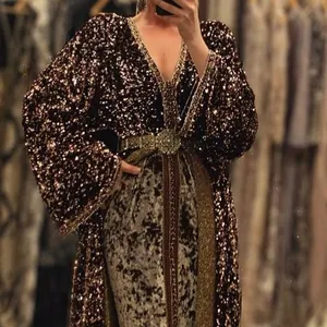 Robe de soirée NEW--STUNNING sur tissu velours et belle séquence COLORFUL--CAFTAN @ 2023 - Product Image 1