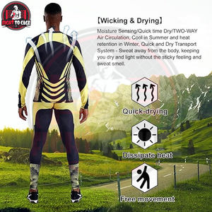 Ropa de Compresión Deportiva, Camiseta de Manga Larga y Pantalones, Conjunto de 2 Piezas con Protección Térmica, Spandex/Nylon Estampado, Secado Rápido para Hombre - Product Image 2