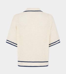 Pull en tricot ajouré personnalisé pour l'été, manches courtes, 100% coton, avec logo brodé <span class=keywords><strong>sur</strong></span> le col, polo en tricot pour <span class=keywords><strong>homme</strong></span> - Product Image 5