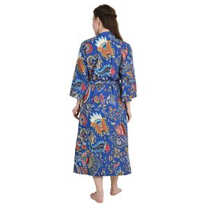 Pure Cotton Handblock Kimono Floral Boho Bath Robe Soft <b>Spring</b> Summer Fashion <b>Cardigan</b> Beach Cover Bridesmaid Dressing ODM - Product Image 2