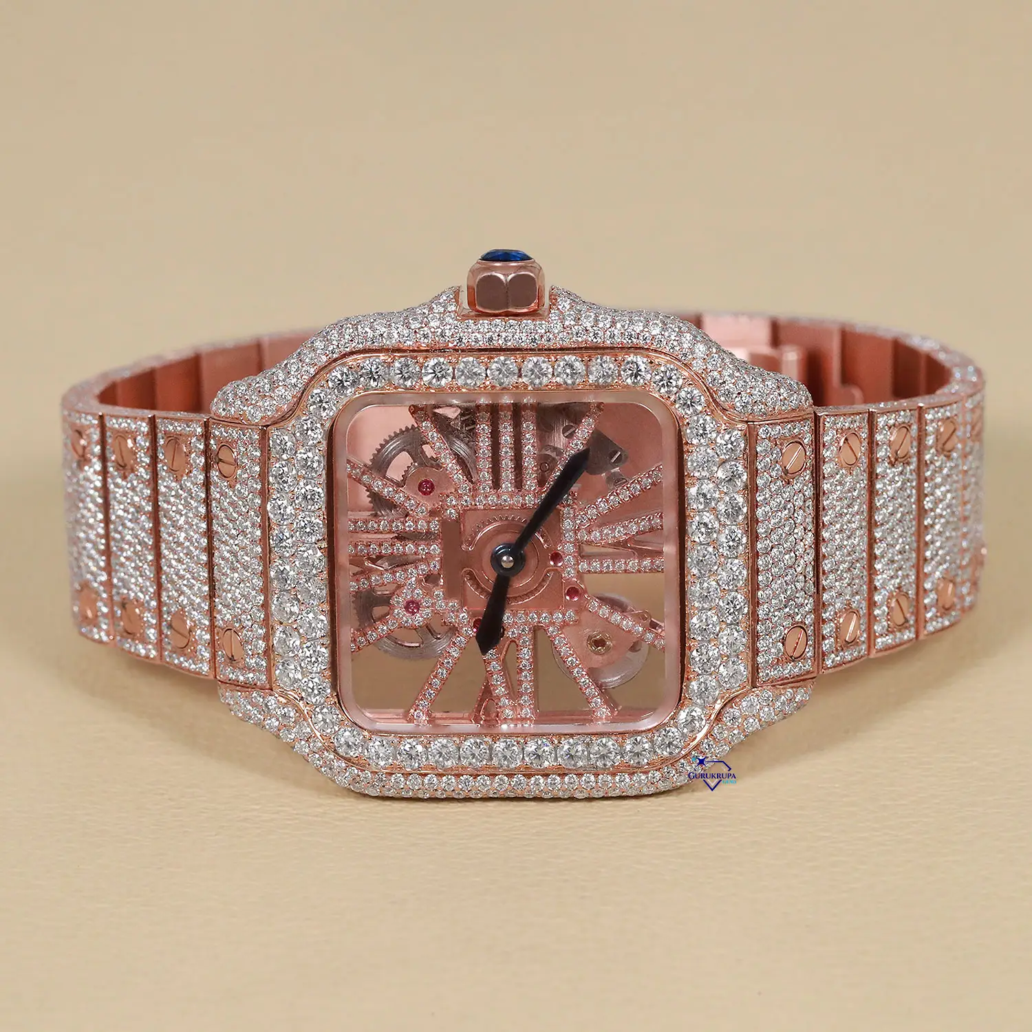 Luxury looking fully iced out natural diamond watch for men unique and expensive natural diamond watch for hip hop industrial