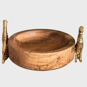 Bol en bois et en métal de la plus haute qualité bol en bois d'olivier salade et collations bol de service élégant bord doré au prix le moins cher - Product Image 2