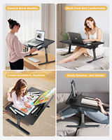 Nouveau support d'ordinateur portable pliable et réglable SAIJI avec tiroir, en MDF et cuir PVC, 600x400mm, hauteur et angle réglables, pour ordinateur portable 17 pouces