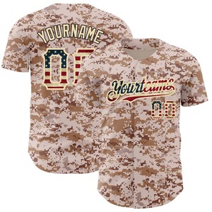 Ropa de equipo personalizada más vendida, camiseta de béisbol personalizada Camo Vintage USA Flag-City Authentic Salute To Service - Product Image 1