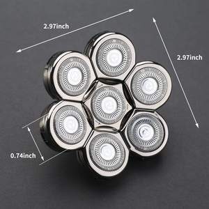 Tête de rasoir électrique 3-en-1 pour homme avec 7 lames, lavable humide/sec, remplacement pour le visage et le corps, mini rasoir rotatif - Product Image 2