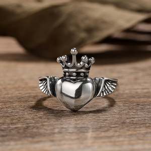 Jeulia Rose Gold Plated Wings & <b>Crown</b> Heart Sterling Silver <b>Ring</b> - Product Image 3