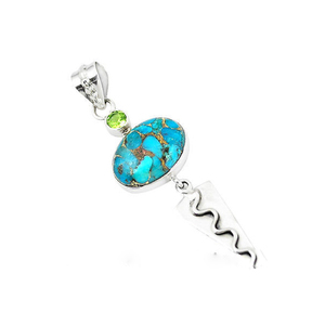 Vente en gros de pendentif en argent sterling 925 bleu cuivre turquoise pierre précieuse fait à la main style vintage bohème serpent fournisseur de pendentif - Product Image 3