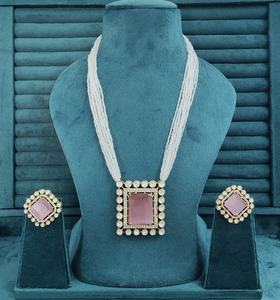 Ensemble de colliers longs en laiton Polki et Monalisa Hydro pour femmes, collier de luxe pour les fêtes, complète les tenues ethniques et occidentales - Product Image 6