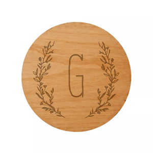 Tienphong vente en gros 2025 bois de bambou rond ferme Floral personnalisé avec les lettres initiales sous-verre en bois - Product Image 5