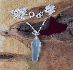 Collier pendentif en argent sterling 925 avec quartz aqua, bijoux en pierres précieuses faits à la main, cadeau de naissance pour femme, pierre de naissance d'avril - Product Image 5