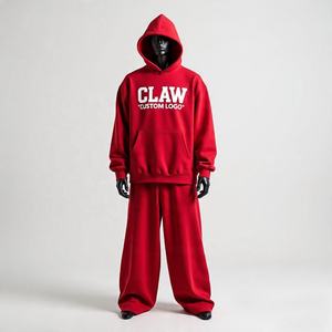 Ropa de calle personalizada para hombre, chándal en blanco con cremallera, 2 piezas, lavado ácido, ropa Vintage desgastada, sudaderas de gran tamaño, conjunto con capucha - Product Image 1