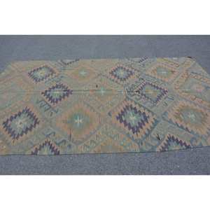 Alfombra Kilim turca Vintage 5,6X10,1 pies Beige negro Diseño a rayas de látex de lana para sala de estar pasillo adolescentes estilo Patchwork - Product Image 3