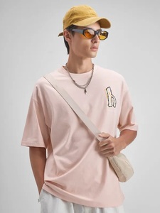 T-shirt pour homme surdimensionné en coton lourd uni de qualité supérieure, logo sur le devant, écologique, respirant, 280 g - Product Image 3