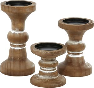 <b>Set</b> of 3 Handmade Mango Wood Pillar <b>Candle</b> Holders for Home Decoration Low MOQ Manufacturer Direct Sale for Christmas - Product Image 6