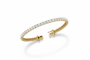 Pulsera de Tenis de Oro de 14K con Diamantes Redondos Naturales |   Diamante de Corte Brillante de 7.08 Quilates - Product Image 4