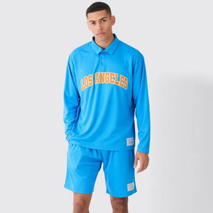 Ensemble polo et short en maille imprimé sublimation dernier modèle surdimensionné ensemble t-shirt et short de plage pour homme respirant et à séchage rapide - Product Image 1