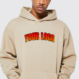 OEM impresión personalizada sudaderas con capucha de los hombres Beige de gran tamaño de algodón de peso pesado jersey en blanco ropa de calle Drop Shoulder Sudadera con capucha de los hombres - Product Image 6