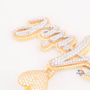 Hip Hop Jewelry Custom Cursive Letter Two Tone Solid 925 Silver <b>Name</b> Pendant <b>Personalised</b> Lab Grown Diamond <b>Necklace</b> - Product Image 3