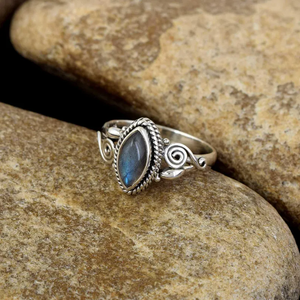 High Quality 925 Sterling Silver <b>Labradorite</b> <b>Ring</b> Romantic Marquise Designer <b>Ring</b> Anniversary Gift Factory Wholesale Price - Product Image 3
