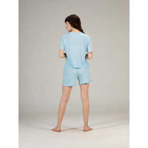 Ensemble short et t-shirt en coton tricoté 100 % pour femme, super doux et confortable, tenue de nuit avec taille élastique et poches, vêtements de nuit - Product Image 4