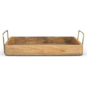 Plateau rond moderne en bois d'acacia avec poignée pour présentoir décoratif sur pied pour Ramadan et mariage - Product Image 3