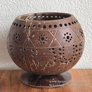 Ha Thai Lacquer <b>Tealight</b> Coconut Shell Lantern Elegant Home & Wedding Decoration for Christmas Candle Holders Festive Occasions - Product Image 2