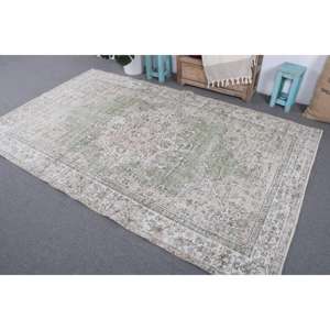 Alfombra Turca Vintage Grande de 5.3x8.5 pies (161x259 cm), Alfombra Abstracta Verde - Product Image 2