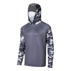 Chemise de pêche à manches longues avec capuche et masque facial Protection UV Vêtements de sport de plein air à séchage rapide pour hommes et femmes - Product Image 3