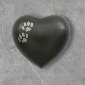 Personalized Heart Paw Print Memorial Cremation Pet Urn in <b>Slate</b> Loss Aluminium Funeral Urn with Brass Finish Urn - Product Image 5