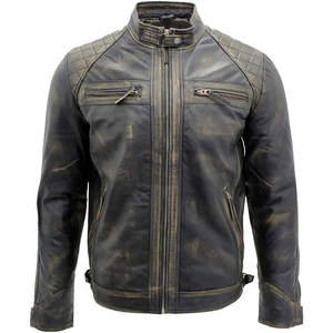 Veste en cuir pour homme, style streetwear d'hiver, fermeture éclair, matière de haute qualité, manches longues, veste en cuir tendance - Product Image 1