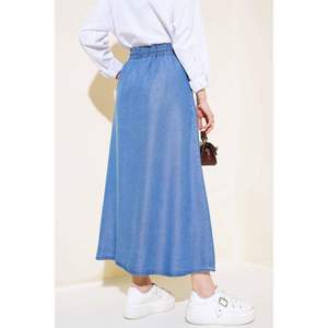 Falda Vaquera Abotonada Azul Oscuro - Product Image 1