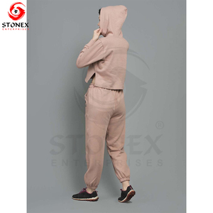 ชุดวอร์มผ้าฟลีซสำหรับผู้หญิงชุดวอร์มสองชิ้นสีพื้นพร้อมเชือกผูกแบบลำลองออกแบบมาสำหรับฤดูใบไม้ร่วง - Product Image 2