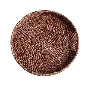Natural Rattan Eco-Friendly Modern Wicker Storage Basket Serving <b>Tray</b> Space-Saving Design for Hotel Home Kitchen Dining Bar Use - Product Image 1