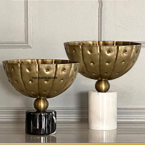 Bol à soupe décoratif, plat de service, décoration de haute qualité, bol à fruits rond, couleur dorée brillante, nouvelle conception, fleur - Product Image 4