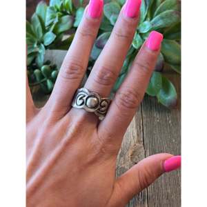 Sterling Silver <b>Opal</b> <b>Ring</b> Size 12.5 Geometric Rhodium Plated Everyday Wear - Product Image 2