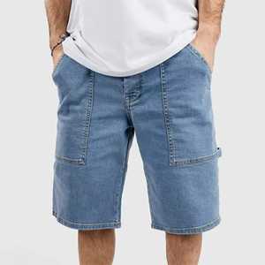 Short en jean de haute qualité avec logo personnalisé pour hommes, grande taille, décontracté, solide, teint en plaine, respirant, séchage rapide, taille élastique - Product Image 1
