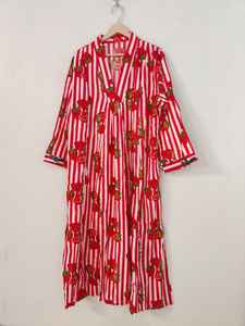 Vestido Largo Casual de Verano con Estampado de Fresas Rojas, Cuello en V, Manga Larga, Ligero, Transpirable, Elegante y Cómodo - Product Image 2