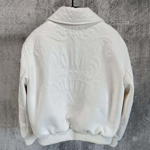 Custom <b>Men's</b> Baseball Bomber <b>Jacket</b> with <b>Genuine</b> <b>Leather</b> Sleeves and Chenille Embroidery College Letterman Varsity Style - Product Image 4